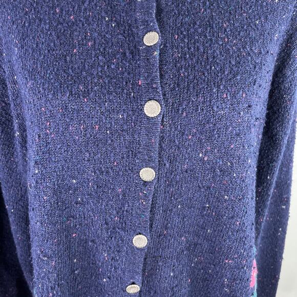 Northern Reflections Sweater Cardigan Large Navy Pink Floral L - Picture 12 of 12